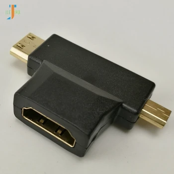 100pcs/lot 3in11080P 1.4 V מצופה זהב MicroHDMI-compatibIe/מיני HDTVMale HDTV נקבה מתאם משולב כבל מתאם עבור HDTV DVD