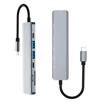 2121 USB C רכזת מתאם 7-in-1 סוג C תחנת עגינה עם 4K H*M*+USB3.0+USB2.0+60W PD+PD נתונים+SD/TF כרטיס הקוראים סיומת האב.