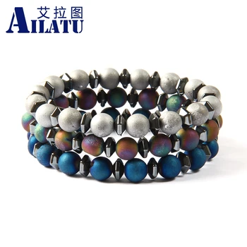 Ailatu מותג תכשיטים הסיטוניים עיצוב חדש כחול, סגול, גריי, סקרבס פתחים לצחוק ריפוי אבן יוגה מדיטציה הצמיד