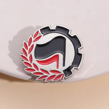 Antifascista אדום ושחור קלאסי דגל לוגו אמייל סיכת מתכת תג תרמיל Pin מתנה קישוט תליון מדליית הסיטוניים