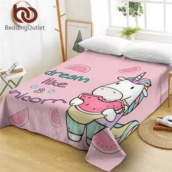 BeddingOutlet יפה קרן מיטה זוגית אבטיח גיליון שטוח ורוד קריקטורה כיסויי מיטה 1PC שיער צבעוניים לילדים drap דה מואר.