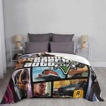 GTA gta שמיכה חמה צמר רך פלנל משחק וידאו עבור חדר השינה ספה הביתה אביב