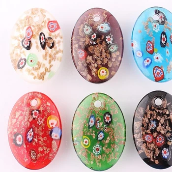 QianBei אופנה הסיטוניים 6pcs מורנו בעבודת יד Lampwork זכוכית ערבב צבע עגול תליונים להתאים שרשרת חם מכירת תכשיטים, מתנות