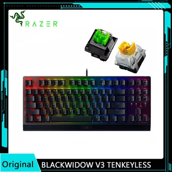 Razer אלמנה שחורה V3 Tenkeyless TKL Mechanical Gaming Keyboard צהוב/ירוק מכני מתגים ליניארי & שקט