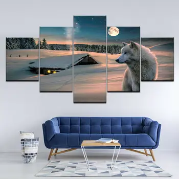 החורף זאבים אמנות מודרנית קיר תמונות HD מודפס בד הציור HD הדפסת פוסטר עיצוב הבית עיצוב חדר ציורים