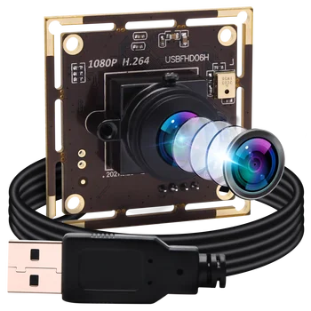 זווית רחבה Usb מצלמת אינטרנט מודול 1080P ב-180 מעלות Fisheye עדשת CMOS IMX322 USB2.0 מחשב המצלמה עבור מחשב נייד ושולחן עבודה