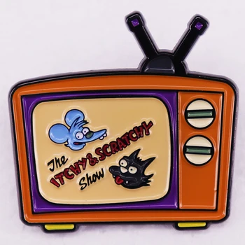 קלאסי להראות קריקטורה טלוויזיה עכבר וחתול אמייל מסמר מתכת סיכת תג תכשיטים מתנה