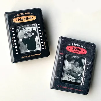 רטרו שחור בסגנון אמריקאי Kpop אלבום תמונות בגודל 3 אינץ ' 40 כיסים Photocard בעל איידול מארגן תמונות לאסוף ספר קלסר האלבום