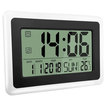 שעון דיגיטלי עם לוח שנה & טמפרטורה,מסך LCD גדול שעון מעורר עם אקסטרה לארג ספרות, קל לקרוא ולהגדיר