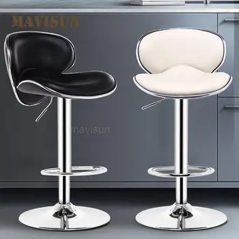 1 זוג פרפר משענת כיסא בר כיסאות בר מודרניים בר כסאות בגובה מותאם, המסתובב במטבח עור PU כסא בר
