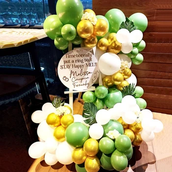 100Pcs Macaron בלונים קשת להגדיר לבן ירוק זהב בלון גרלנד התינוק הטבילה מקלחת מסיבת יום הולדת חתונה בלון קישוט