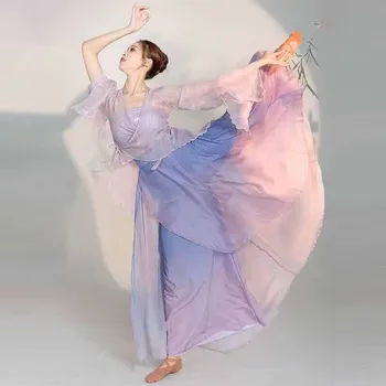 2023 קלאסית רקדנית ביצועים תחפושות קרדיגן אלגנטי אימון בגדי גוף חרוזים זמן החיצוני בסגנון סיני עממי ריקוד