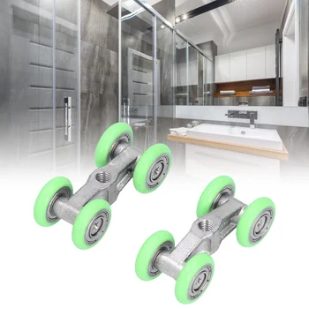2pcs הרים גלגל רץ שכיבות למשוך בצורת U 4 גלגלים נירוסטה דלת המקלחת רולים גלגלות עבור חדר המטבח.