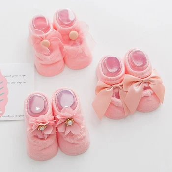 3Pair הקיץ גרביים לתינוק תחרה פרחים קשתות הרך הנולד גרביים נסיכה מתוקה בנות הקרסול גרביים
