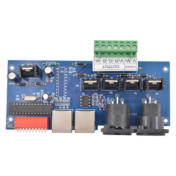 4CH קל DMX512 מפענח דימר לנהוג RGBW בקר LED DC12V-24V LED רצועת אור DMX-NET-K-4CH איסור RJ45