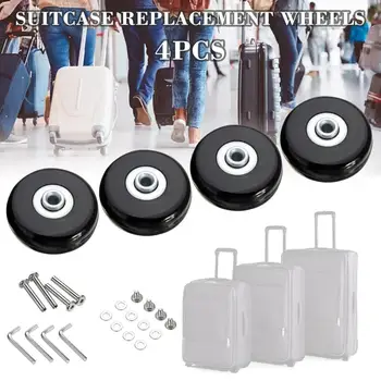 4pcs/סט מזוודה החלפת גלגלי המזוודות החלפת גלגלים מסתובב השתקה כפולה גלגלי רולר עבור נסיעה תיק נסיעות