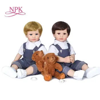 55CM המקורי NPK גוף מלא סיליקון בבה בובה מחדש ילד פעוט, הבובה שני צבעי שיער אמבטיה צעצוע גמיש רך למגע