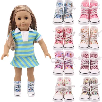 7 סנטימטר בובה נעלי בחורה גבוהה העליון בד מגפי נשים 18 אינץ אמריקה&43Cm התינוק דור של ילדה רוסית DIY צעצוע מתנות