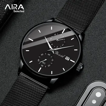 Aira שנבחר שעון חסין-מים עבור גברים אופנה קוורץ שעוני יד פלדה אל חלד רצועת השעון תיבת משלוח חינם