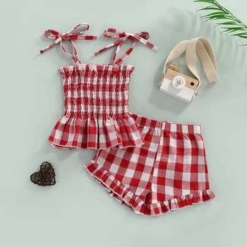 Citgeett הקיץ תינוק בייבי בנות בגדי התלבושת רצועת שרוולים חצאית אפוד + מכנסיים קצרים מזדמנים החליפה להגדיר