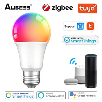 E27 Tuya הנורה חכם החיים אפליקציה חכמה הנורה שליטה קולית Zigbee3.0 חכם הנורה E27 110v 220v מנורת Led Rgbcw 9w