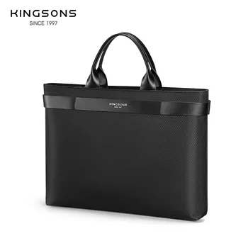 Kingsons 2023 גברים נשים אופנה עסקים התיק 15.6 אינץ מחשב נייד תיק עמיד למים העליון להתמודד עם תיק שחור קלאסי תיק