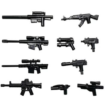 MOC נשק צבאי אבני רובי צלפים, אקדח, רימוני טלסקופים תותחים סכין אביזרים לבנים מתנה לילדים צעצועים