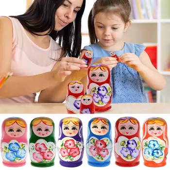Matryoshka בובות צעצועים 6 סגנונות 5pcs/set חמוד עץ רוסיות בבושקה Matryoshka בובות יד צבע צעצועים