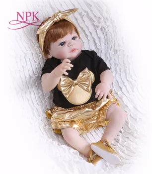 NPK 56cm סיליקון גוף מלא ונולד מחדש הבובה החיים האמיתיים הזהב נסיכה הבובה לילדים מתנת יום הילד חג המולד gif עמיד למים
