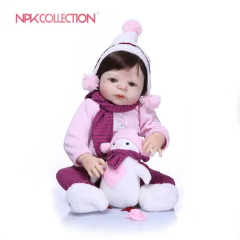 NPKCOLLECTION 57CM מלאה סיליקון מחדש בובות ויניל התינוק מציאותי בובה מחדש לילדים, מתנת יום הולדת ToysFor בנות Bebes מחדש