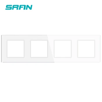 SRAN לוח ריק ללא התקנת לוח ברזל 295mm*82mm לבן 4 מסגרת זכוכית מחוסמת החלפת שקע לוח סדרת F