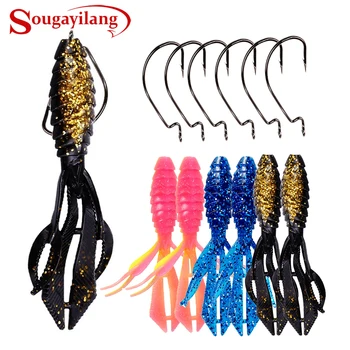 Sougayilang 6Pcs כמו חיים רך פיתיונות לפתות עם 6יח ' יג ווים עבור פורל בס דג סלמון מים מתוקים מים מלוחים דיג