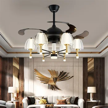 TEMAR אוהד מנורת תקרה עם שלט בלתי נראה אוהד להב LED גופי הביתה דקורטיביים עבור הסלון חדר השינה מסעדה