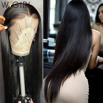 Wigirl 40 אינץ ברזילאי עצם ישר 13x4 הקדמי של תחרה שיער אדם פאות 250 צפיפות רמי תחרה קדמית פאה לנשים שחורות