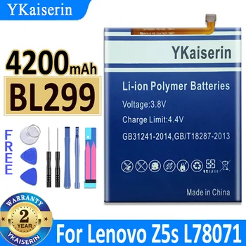 YKaiserin BL299 BL 299 4200mAh סוללה Lenovo Z5s L78071 6.3 אינץ טלפון באיכות גבוהה סוללה חדשה + מספר מעקב