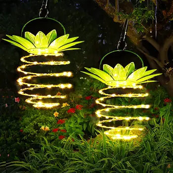 YUSHILED שמש חדשה גן אור חיצוני עמיד למים LED מחרוזת אננס פנסים על החצר קישוטי החג