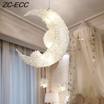 ZC-ECC LED מודרנית תליון מנורת תקרה הירח & כוכבי אור תליון לילדים השינה תליית מנורה תפאורה הביתה מתקן תאורה