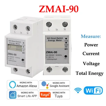 ZMAI 90 Wifi חכם להחליף אנרגיה מטר דגם ZMAI-90 מודד Wattmeter מד כוח Tuya חכם החיים APP עובד עם אלקסה Google