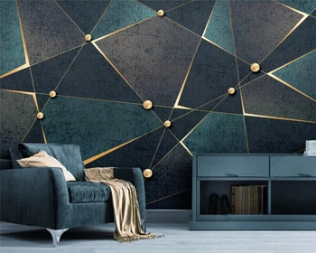 beibehang אישית נוסטלגי קווים גיאומטריים מודרני מינימליסטי הזהב מופשט יוקרה רקע טפט 3d papier peint