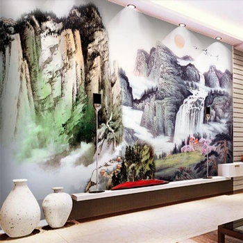 wellyu סיני חדש גדול ציור סיני טלוויזיה ספה קיר מותאם אישית גדולה ציור קיר טפט ירוק המסמכים דה parede פארא-קוורטו.