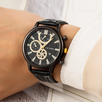 אופנה גברים ספורט עור שעונים לוח קוורץ שעון יד מקרית צמיד איש עסקים זכר שעון שעונים Relogio Masculino