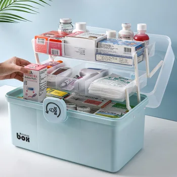 אחסון פלסטיק תיבת רפואי תיבת ארגונית רב-תפקודית נייד התרופות המשפחה ערכת חירום תיבת Dropship