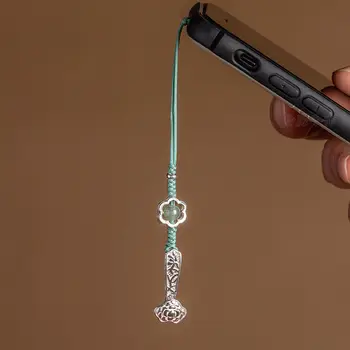בסגנון סיני יצירתי כסף סטרלינג טלפון נייד שרשרת Ruyi תליון סיני רטרו Fengtai כסף תליון תיק זוג מפתחות