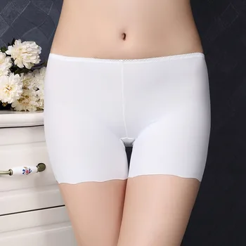 גבוהה המותניים חלקה תחתונים קצרים גודל גדול הבטיחות תחתוני בוקסר קרח משי מגניב בטיחות מכנסיים מכנסיים מתחת לחצאית
