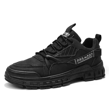 גברים נעליים מזדמנים לוח נעליים לנשימה עור מלאכותי ללבוש עמיד נוער נעלי ספורט לבנים נעליים שחורות סגנון אופנה