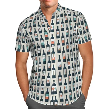 הדפסת 3D Harajuku בקבוק יין גברים פנאי הוואי שרוול קצר חולצת יוניסקס אופנה אופנת רחוב יוקרתי דה גבר מקסימום WY-341