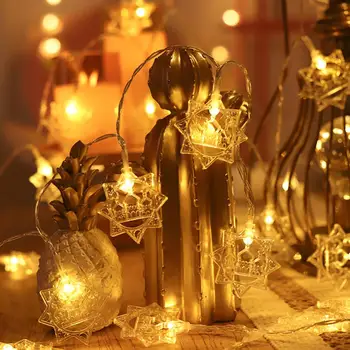 הוביל כוכב מחרוזת אור קריסטל פיות גרלנד השנה החדשה קישוטים מקורה פנס מנורת חתונת מסיבת חג מולד אורות דקורטיביים