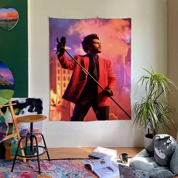 הזמר The Weeknd מודפס שטיח קיר גדול שטיחים היפי תלייה על קיר בוהמי אמנות קיר עיצוב חדר קישוט
