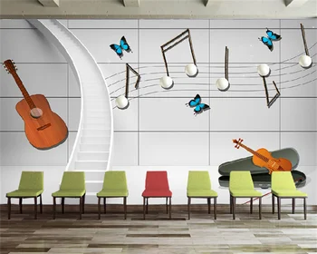 המסמכים דה parede טפט מותאם אישית אופנה מוסיקה גיטרה נושא סלון חדר רקע קישוט קיר ציור קיר behang