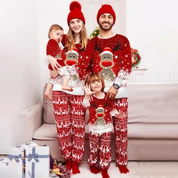 המשפחה החדשה פיג ' מה חג המולד התאמת להגדיר חג המולד צבי הדפסה Pijamas אימא בת אבא בן תלבושת המשפחה תראה Homewear חליפה